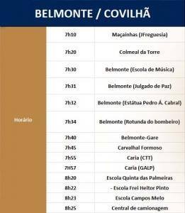 Horario Transportes Belmonte Covilha