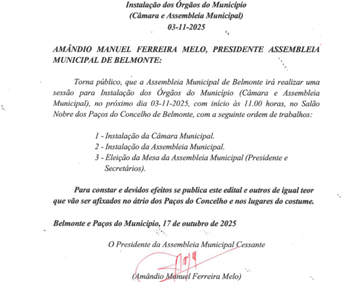 Edital Instalação De Orgãos Do Municipio