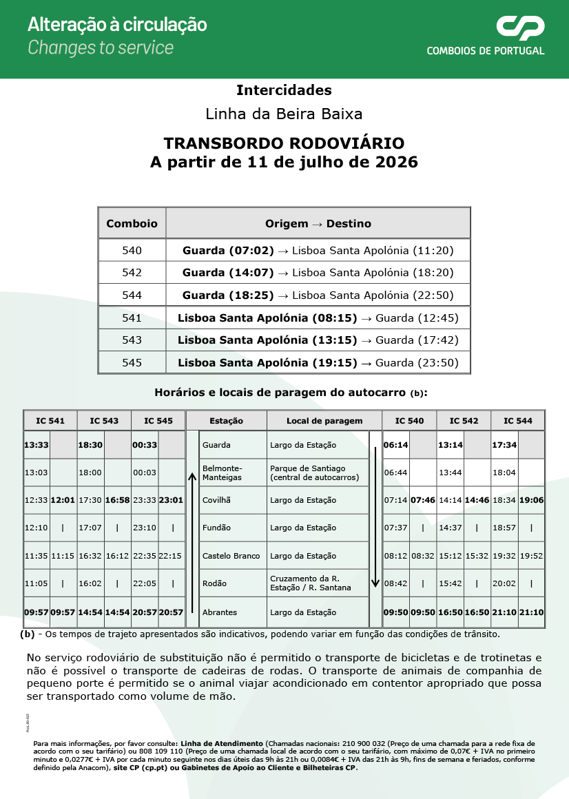 Transbordo Beira Baixa Intercidades 11 07 2026 Transbordo Beira Baixa Intercidades 11 07 2026